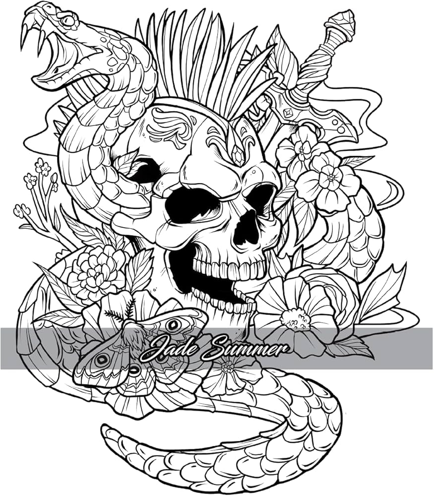 100 Tattoos Tattoo Coloring Book For Adults With Incredible Designs Of Animals Flowers Fantasy Skulls And More Summer Jade Amazon de Books