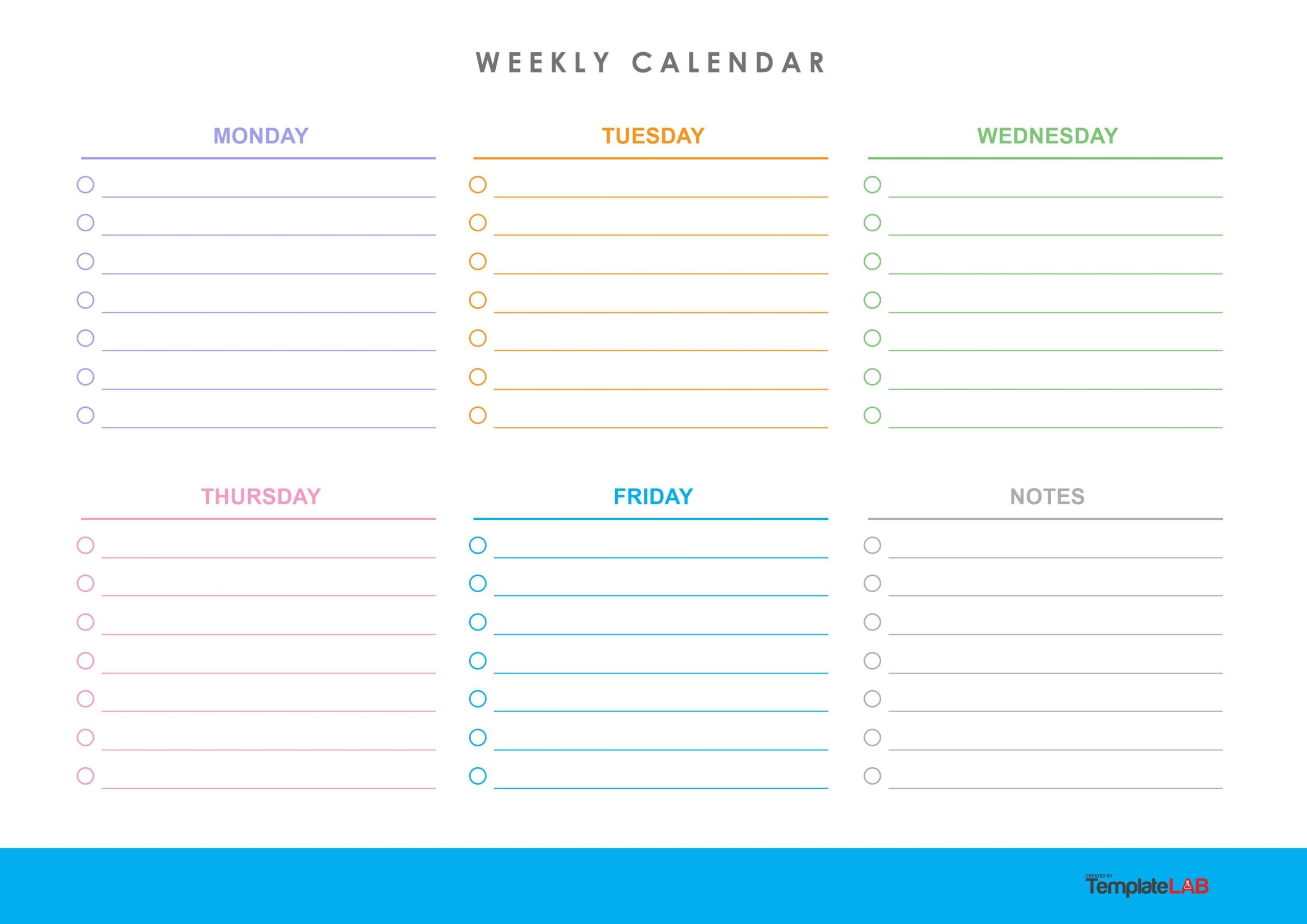 Printable Blank 5-Day Calendar