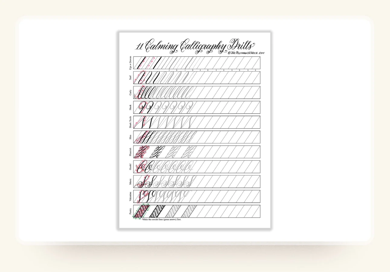 20 Best Calligraphy Practice Sheets