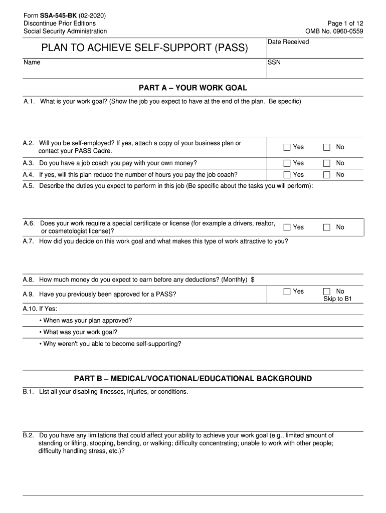 2020 2025 Form SSA 545 BK Fill Online Printable Fillable Blank 