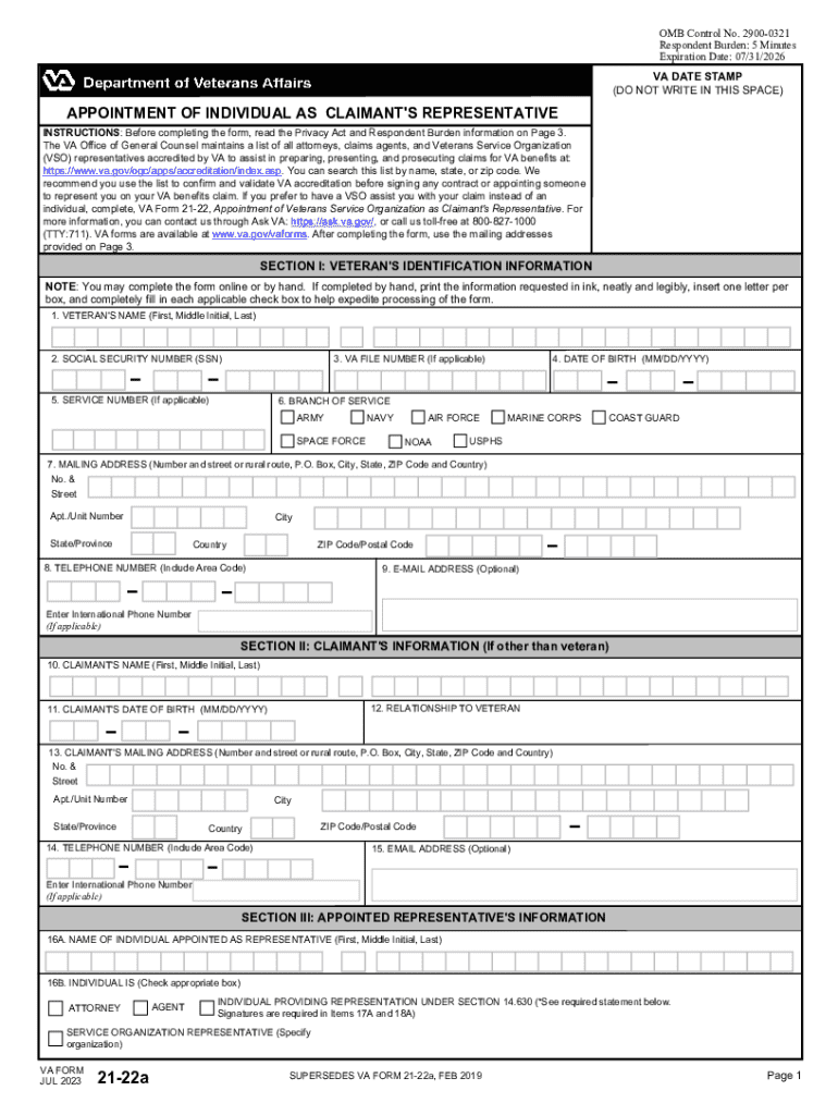 2023 2025 Form VA 21 22a Fill Online Printable Fillable Blank 