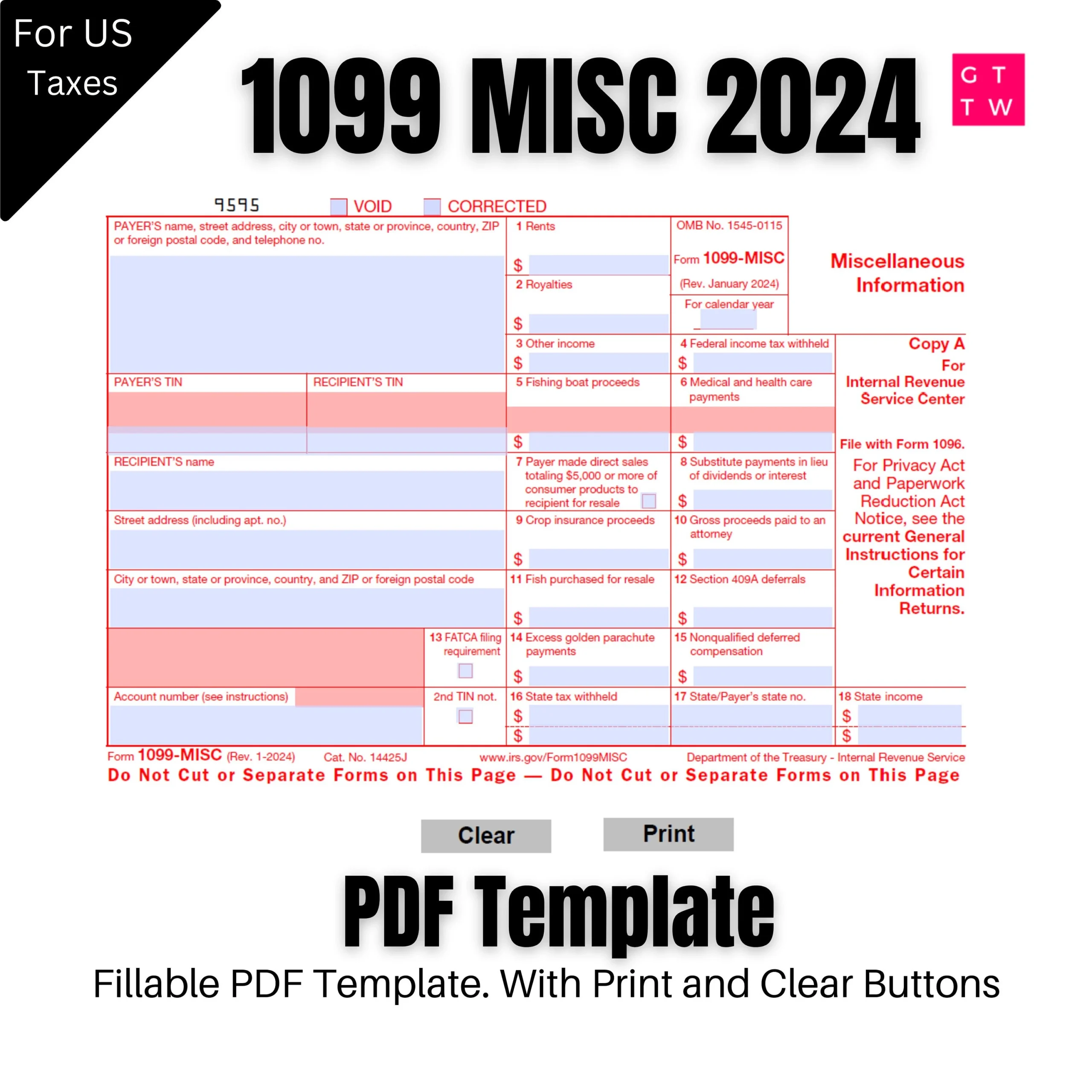 2024 1099 Printable Form Etsy