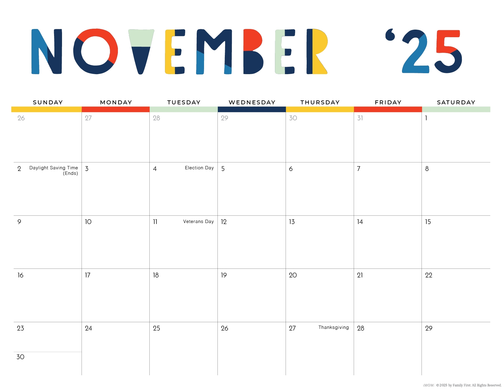 2025 2026 Colorful Printable Calendar For Moms IMOM