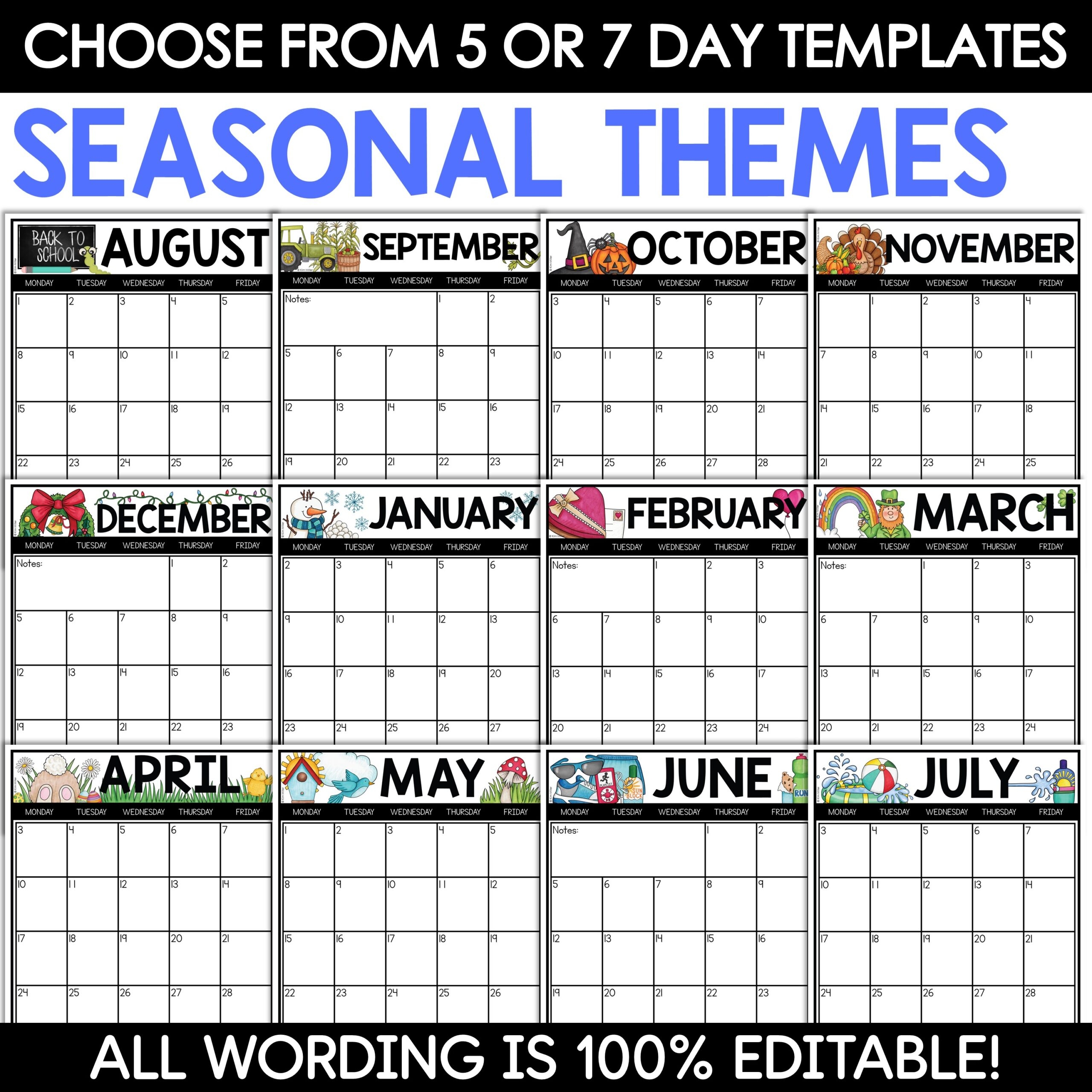 2025 2026 Editable Monthly Calendar Templates amp Digital Planner 