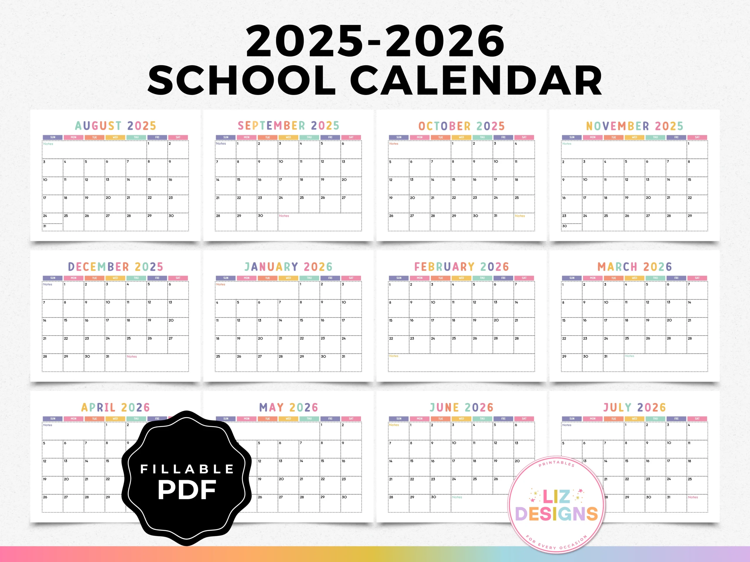 Printable Academic Calendar 2026