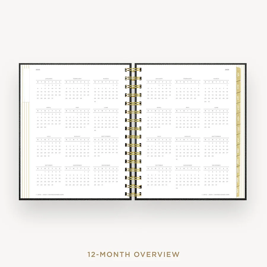 2025 26 Academic Year Mini Daily Planner Classic Black Pebble 