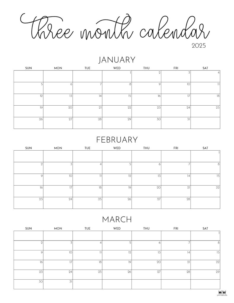Blank Printable Quarterly Teacher Calendar