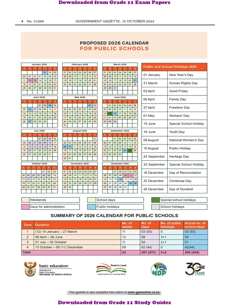 2026 Calendar For Public Schools UltraDeep Co za PDF 