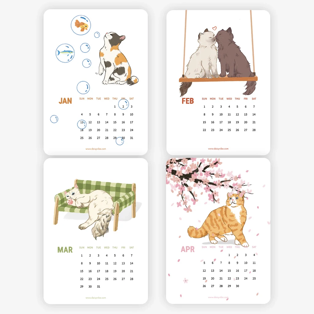 December 2026 Cat Calendar Printable