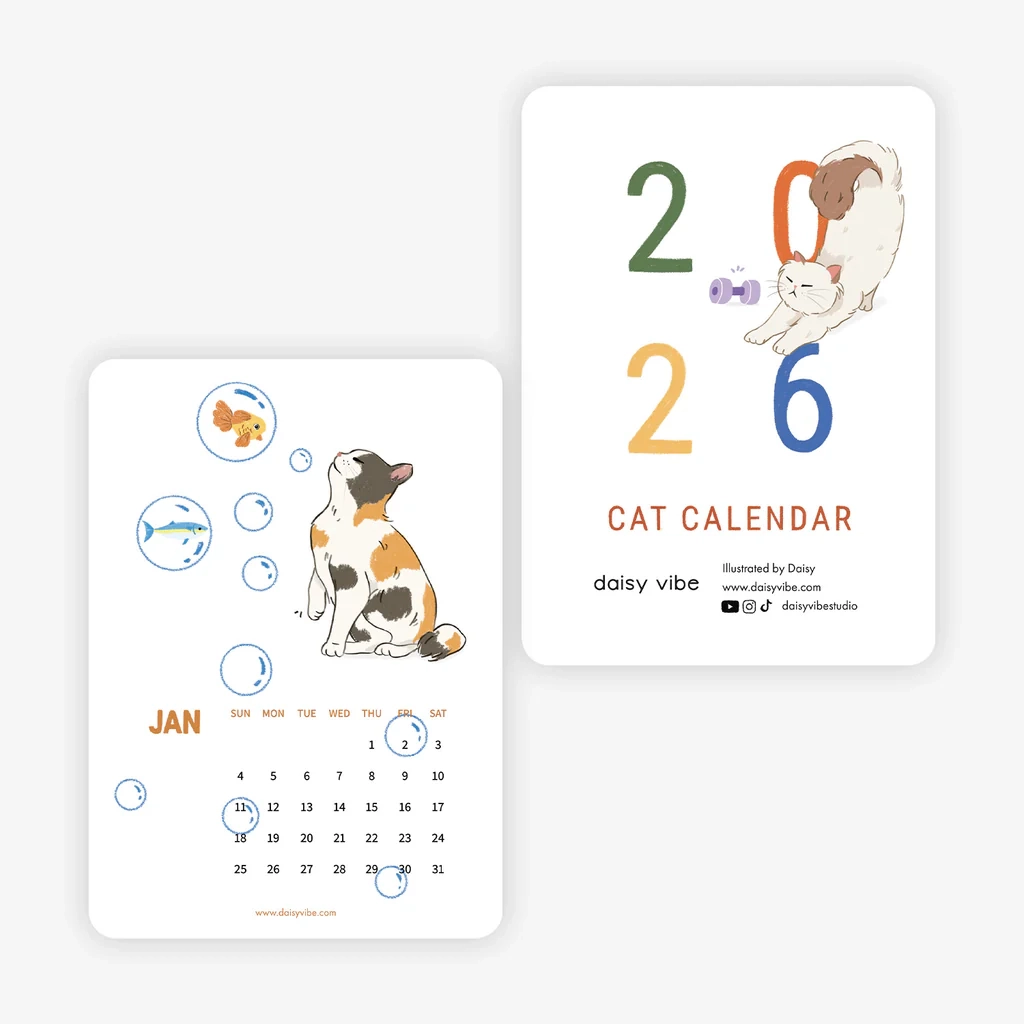 2026 CAT Calendars Daisy Vibe