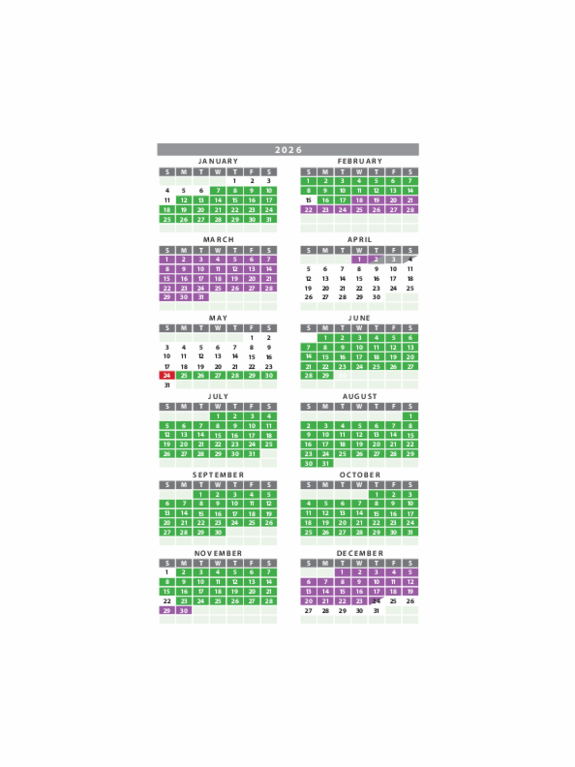 2026 Liturgical Colors Presbyterian Planning Calendar 