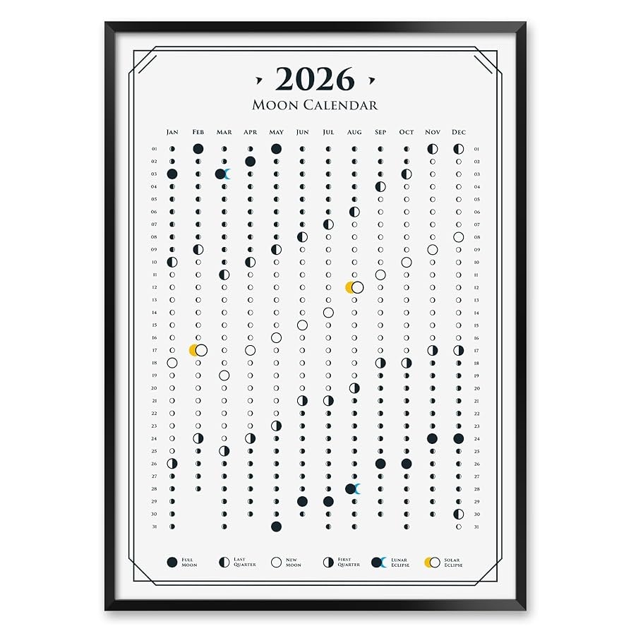 2026 Moon Calendar Printable
