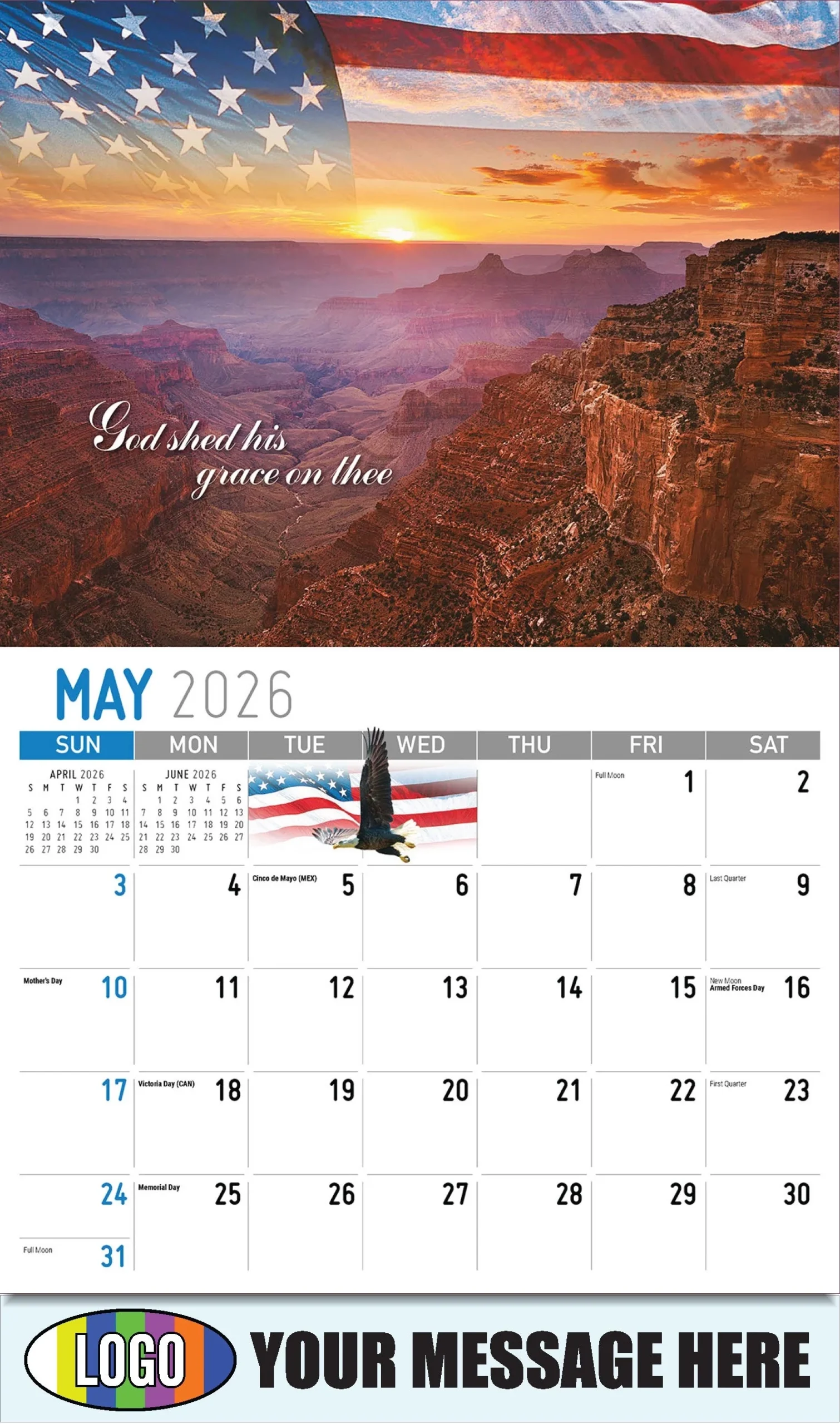 2026 Promotional Calendar America The Beautiful US Patriotism 
