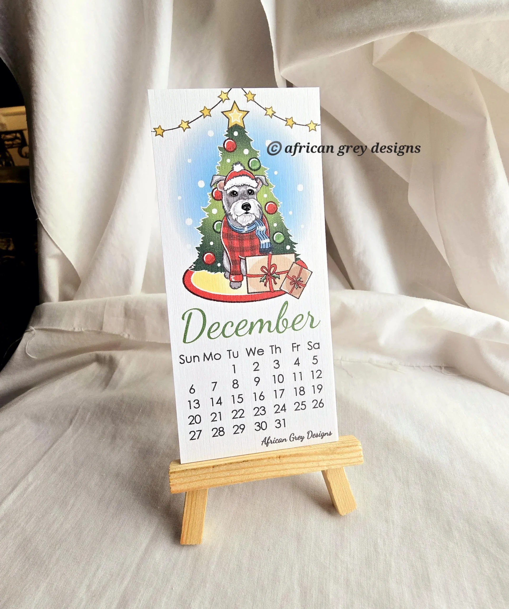 2026 Schnauzer Calendar Mini Desk Size Printed On Recycled 