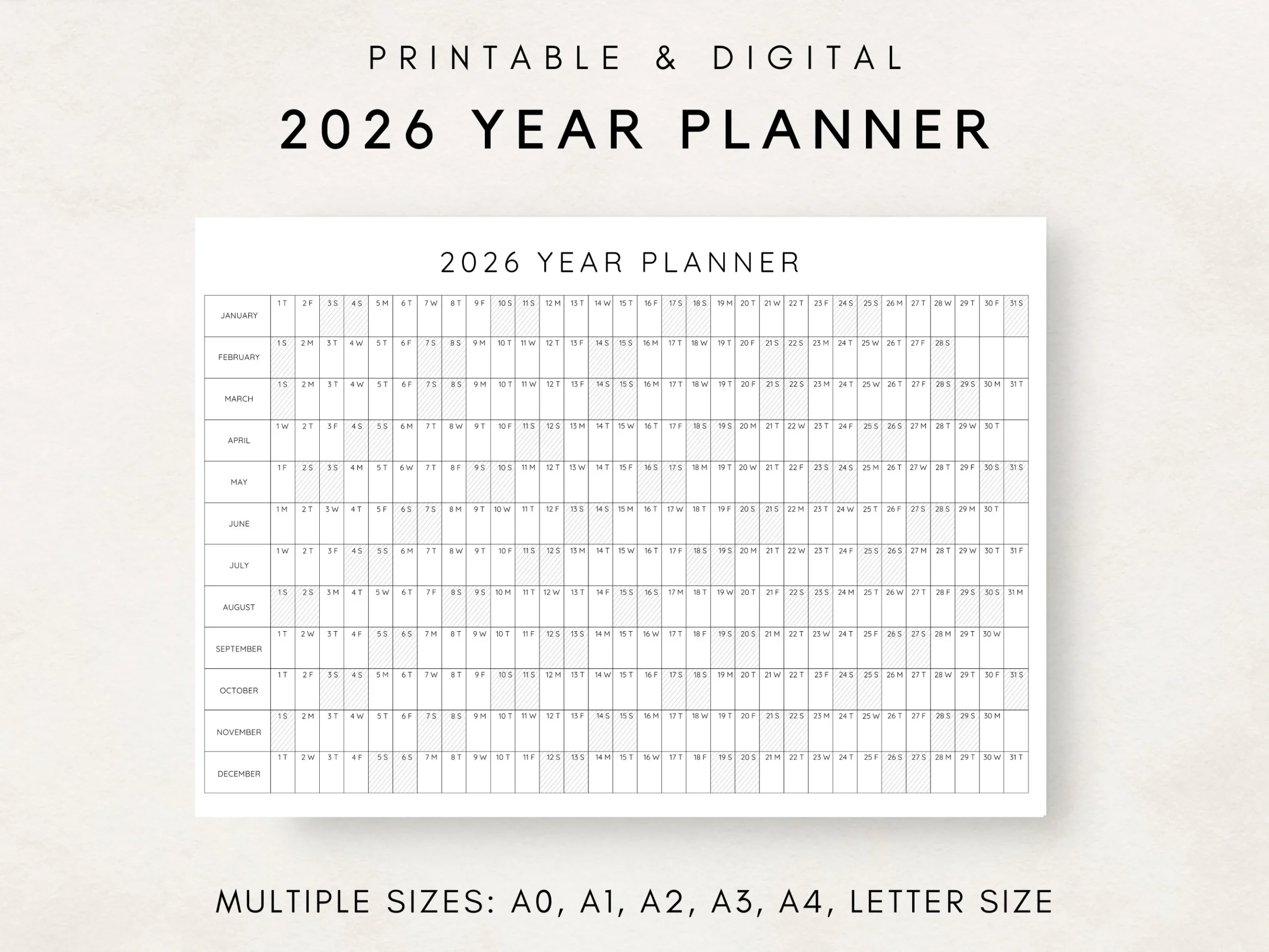 Blank Printable Work Calendar 2026