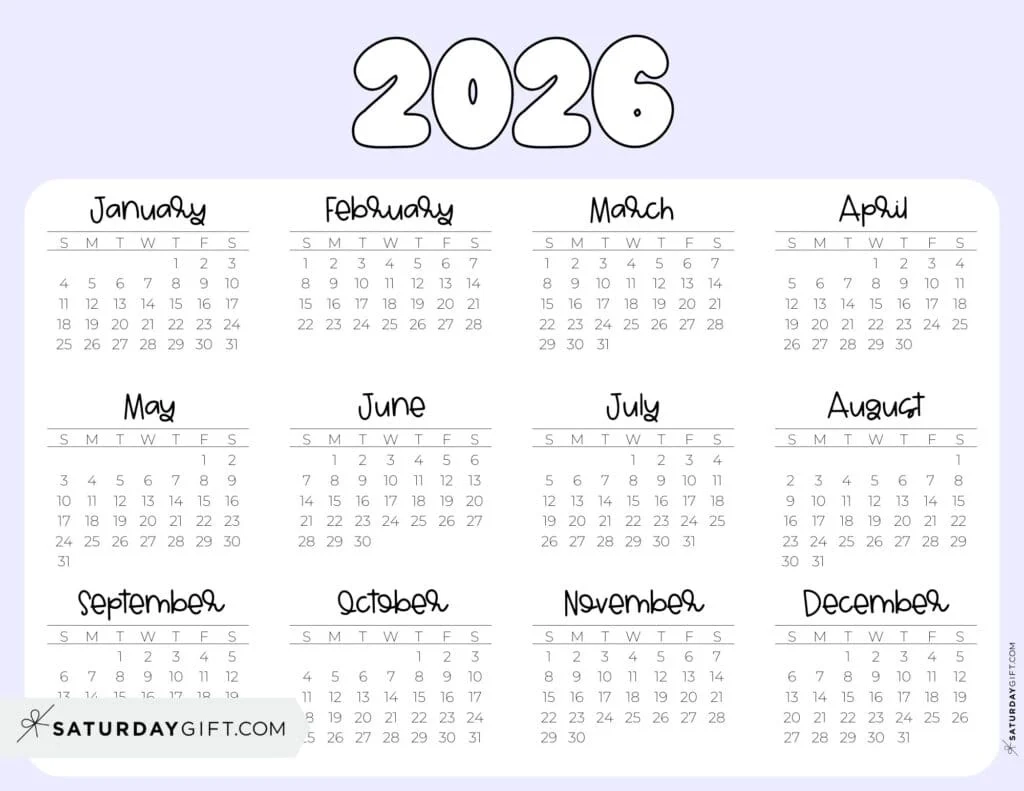Printable 2026 Calendar August Thru December