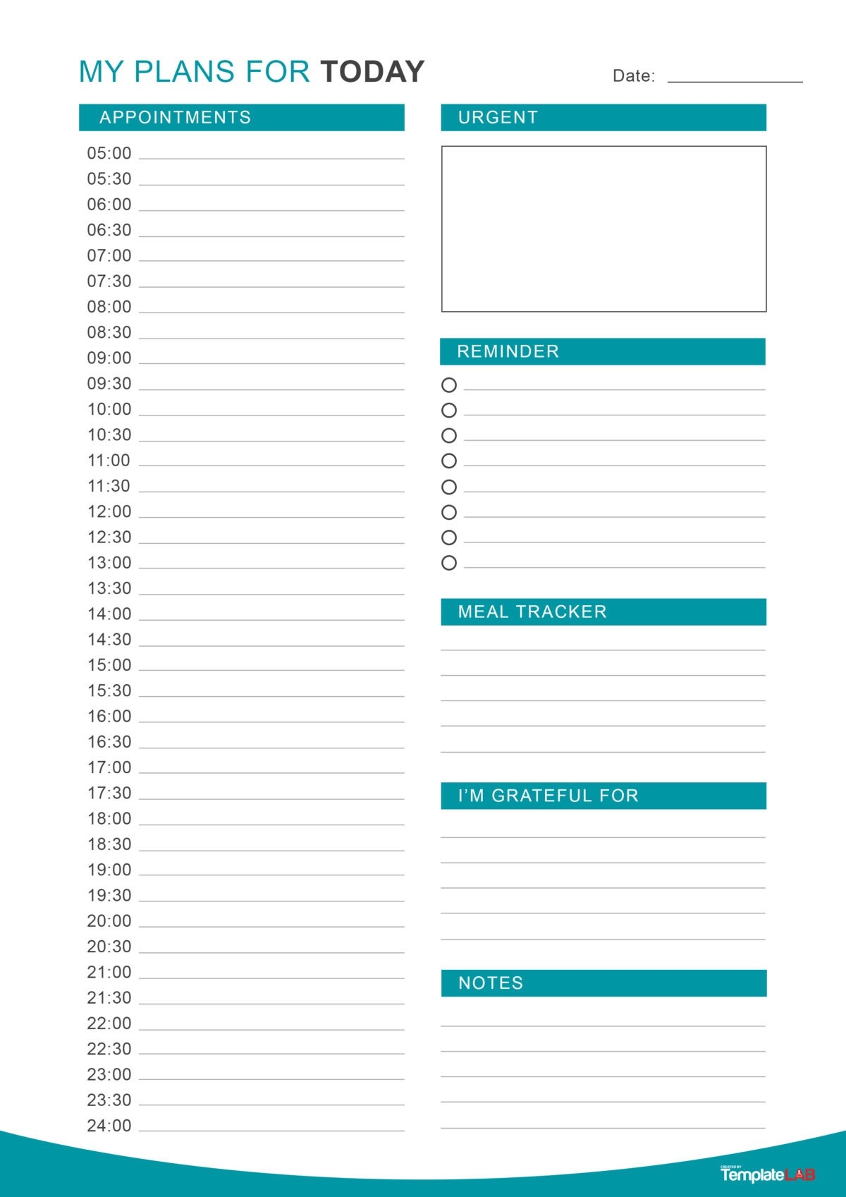 Blank Printable Daily Calendar