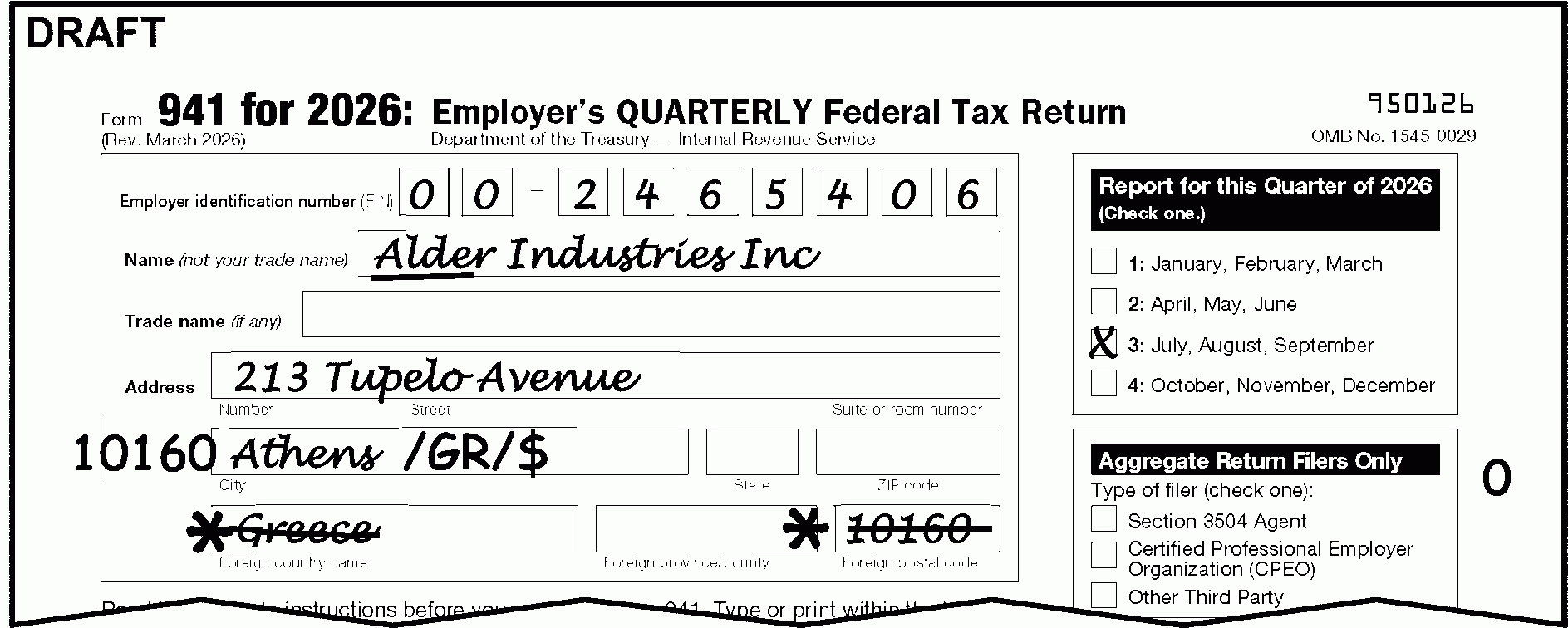 Irs Form 941 2026 Schedule B Printable