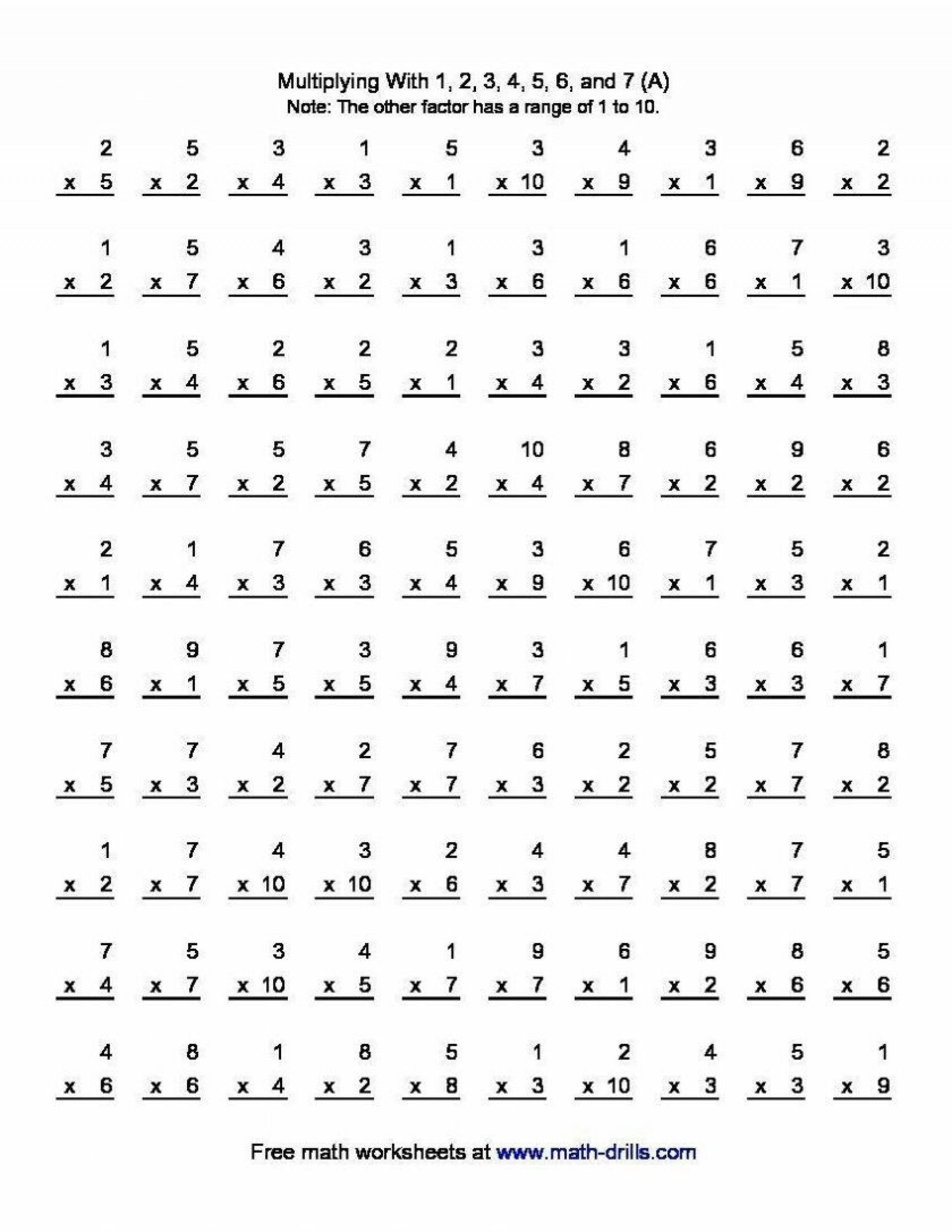 3rd Grade Multiplication Worksheets Printable