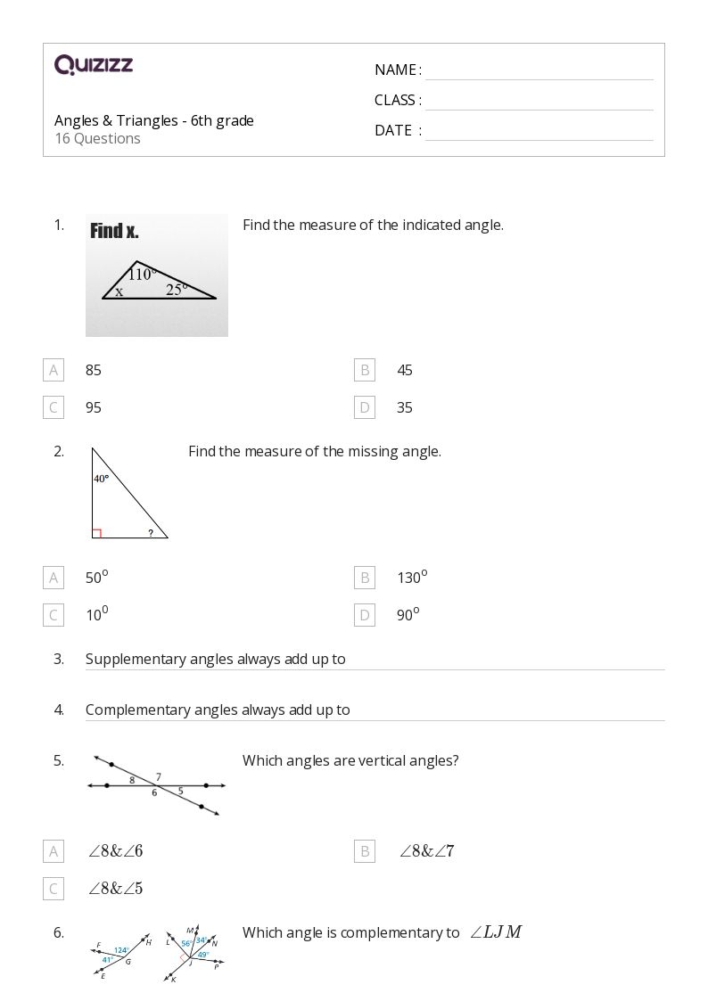 50 Angles Worksheets For 6th Grade On Quizizz Free amp Printable