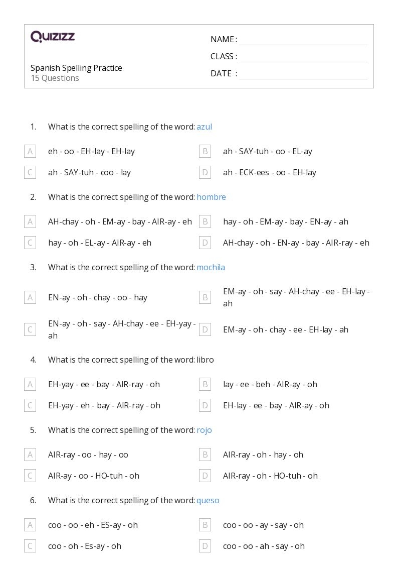 50 Spelling Worksheets For 6th Grade On Quizizz Free amp Printable