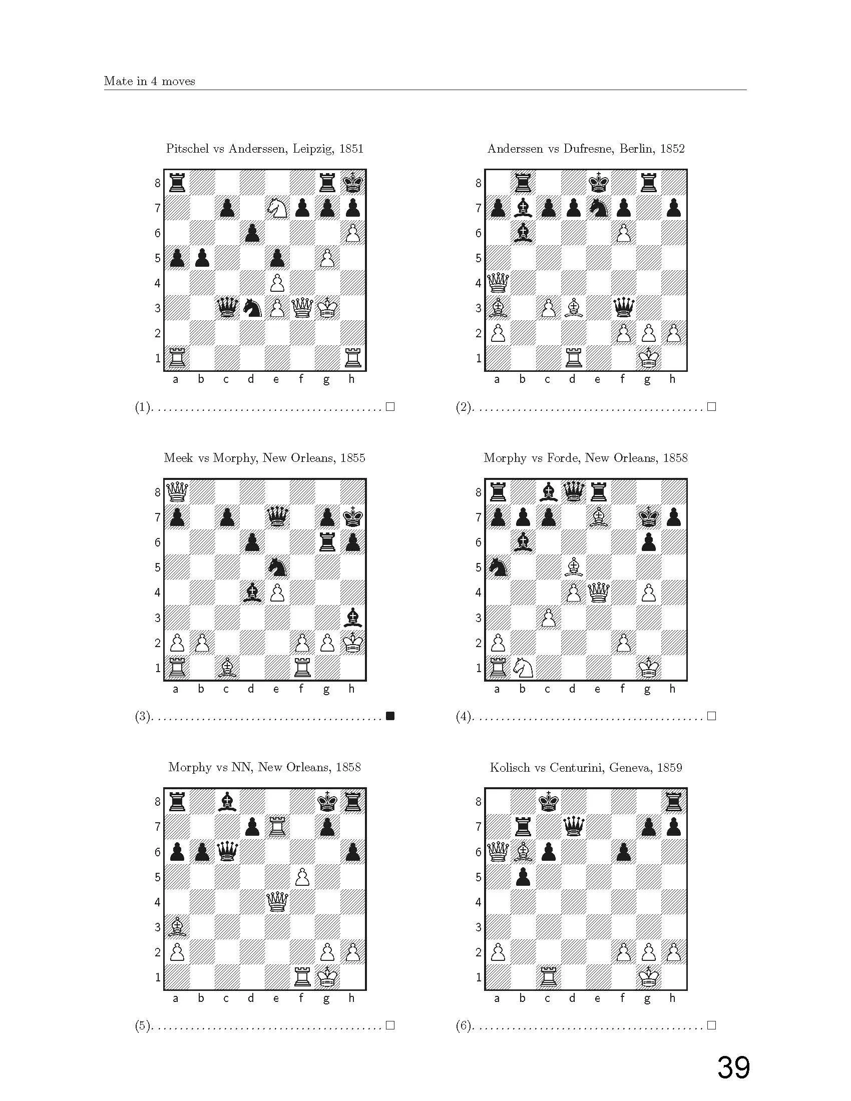 500 Chess Checkmate Puzzles In Three And Four Moves Printable PDF 