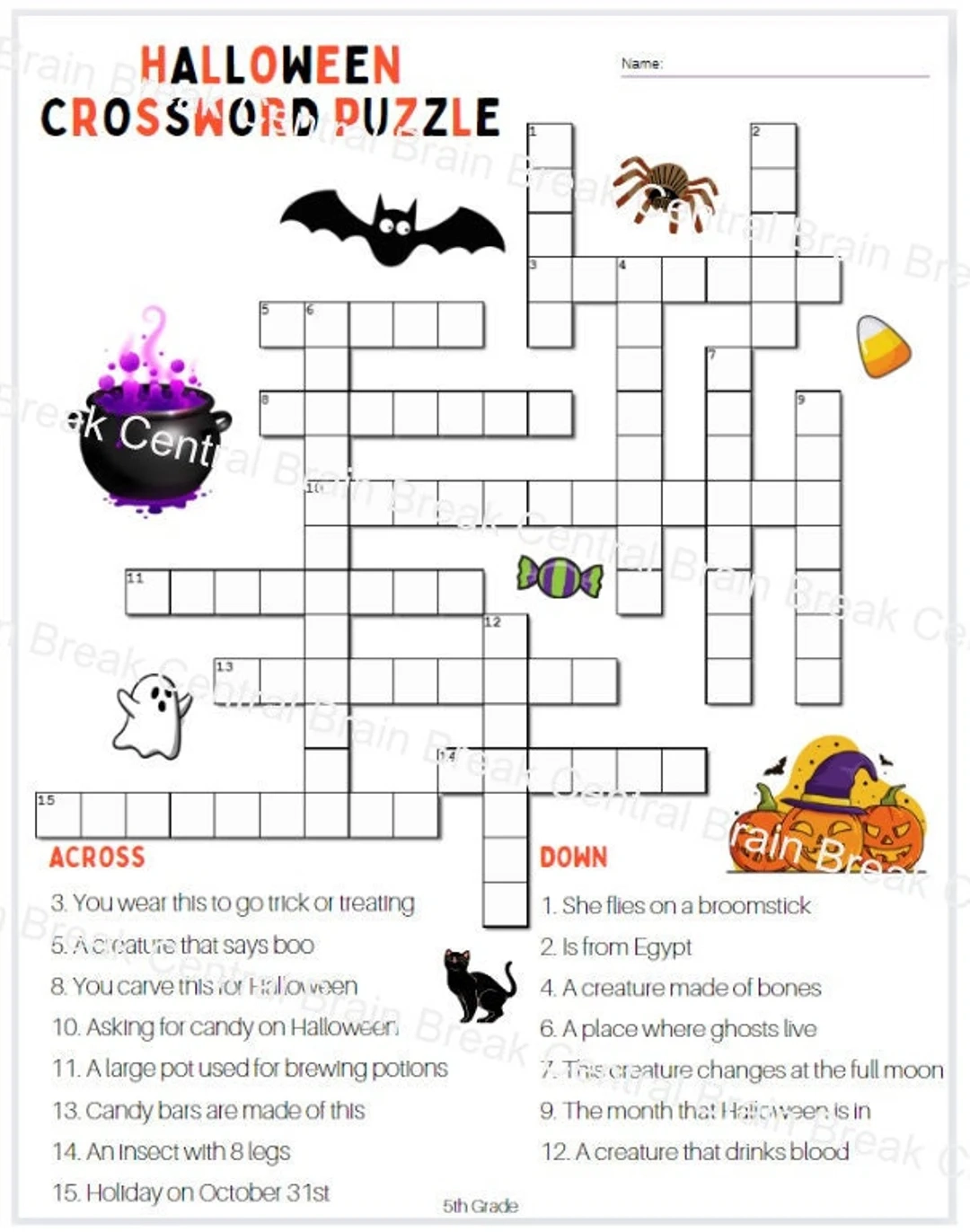 Grade 5 Crossword Puzzles Printable