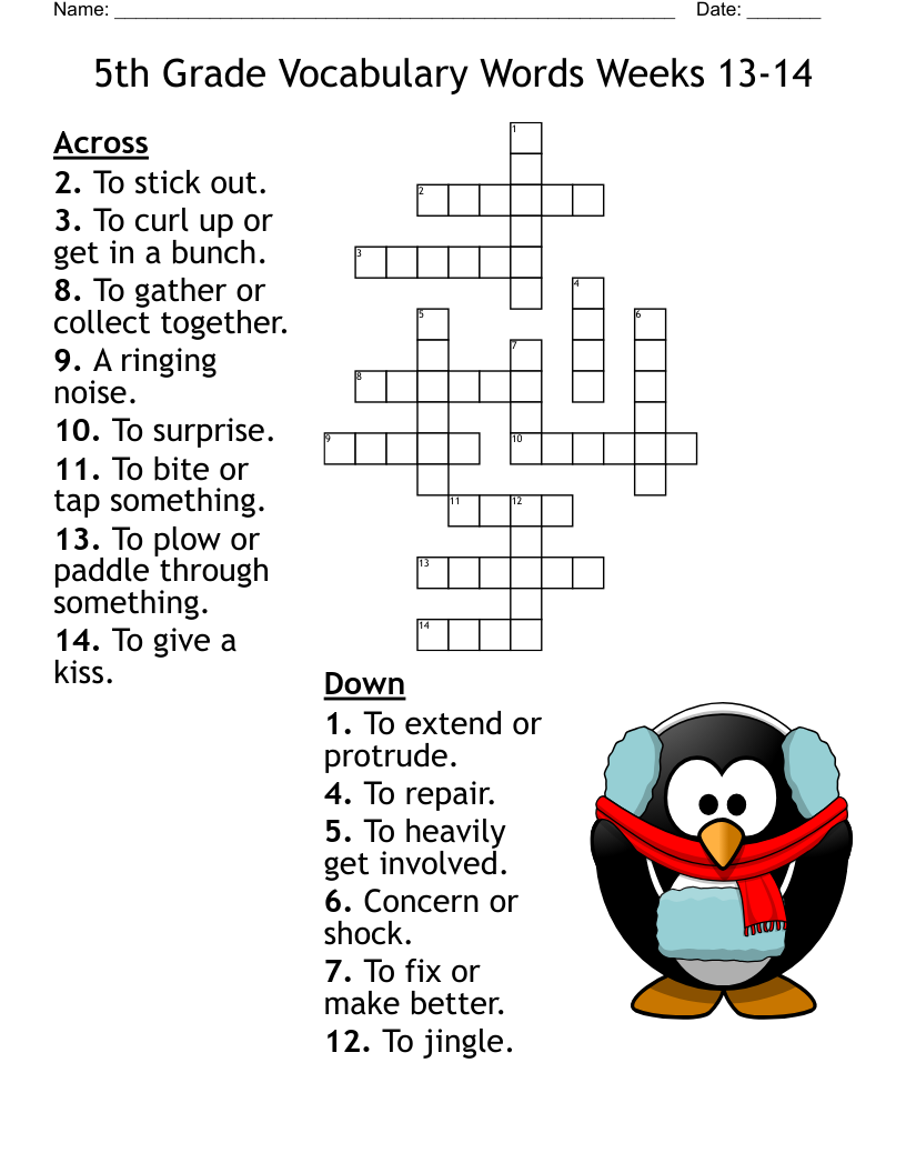 5th Grade Crossword Puzzles Printable