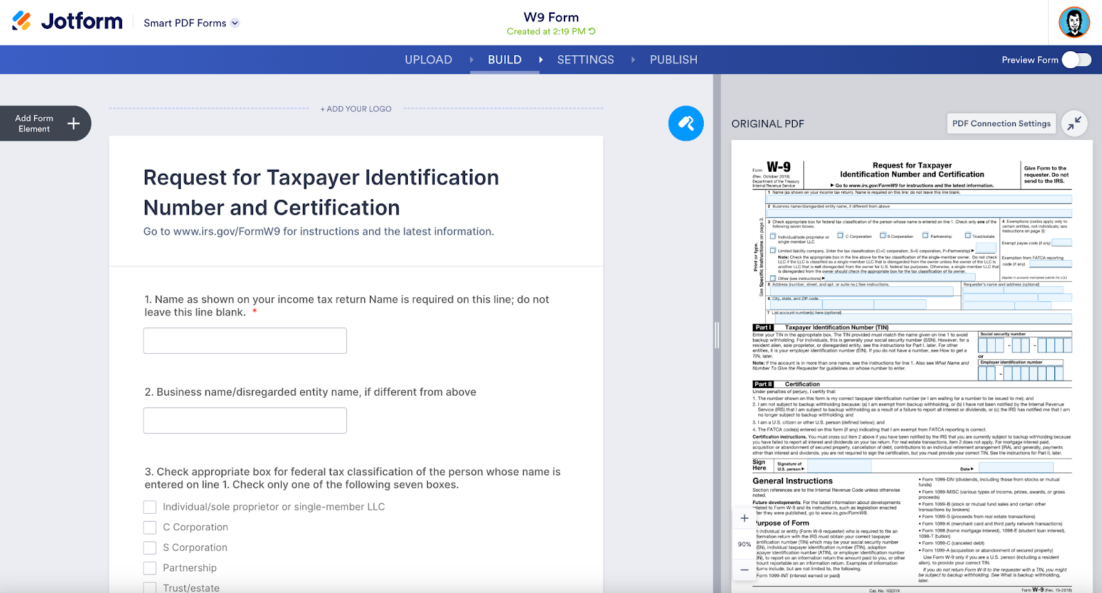 W9 Form Jotform