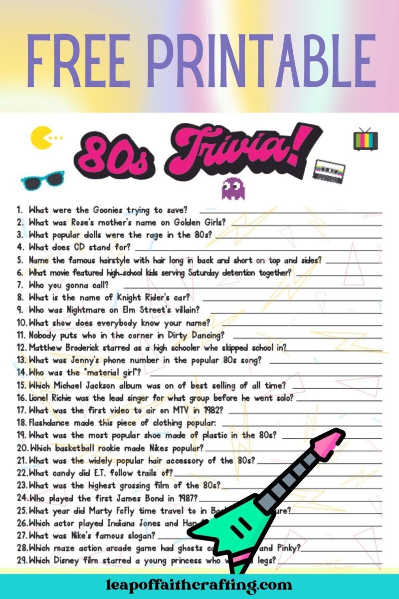 80s Trivia Questions And Answers Printable Free Leap Of Faith 