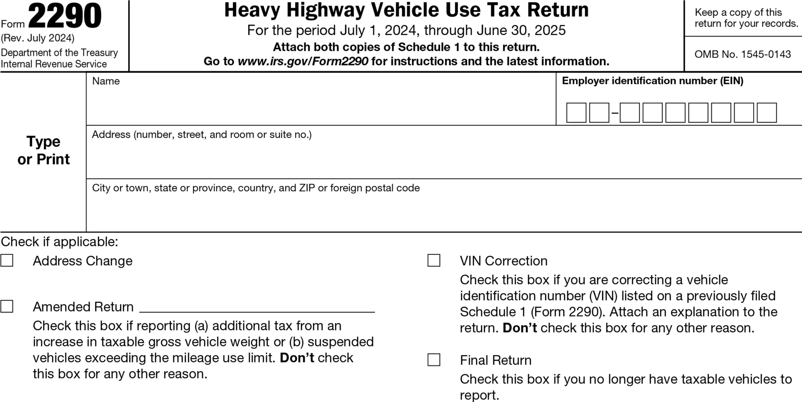 Printable 2290 Form 2026 E-File
