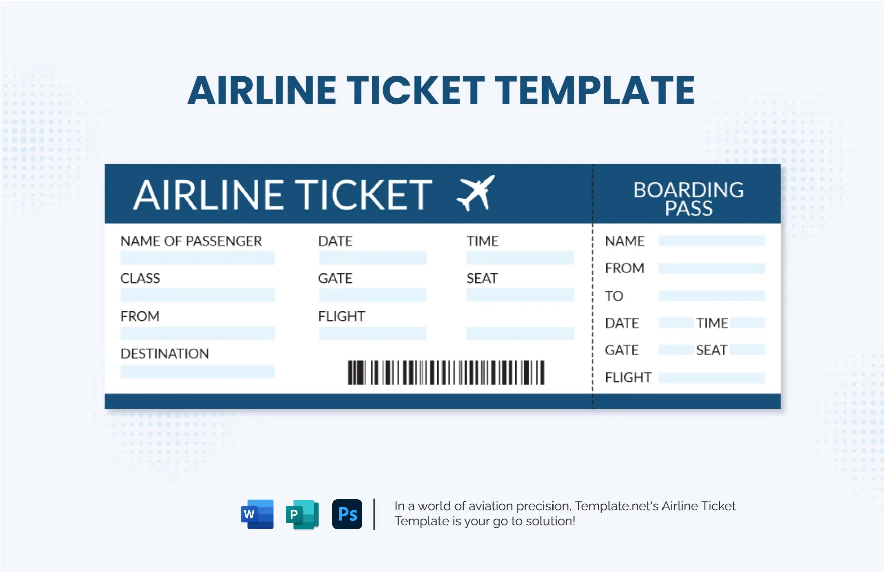 Airline Ticket Template In Word Publisher PSD Download 