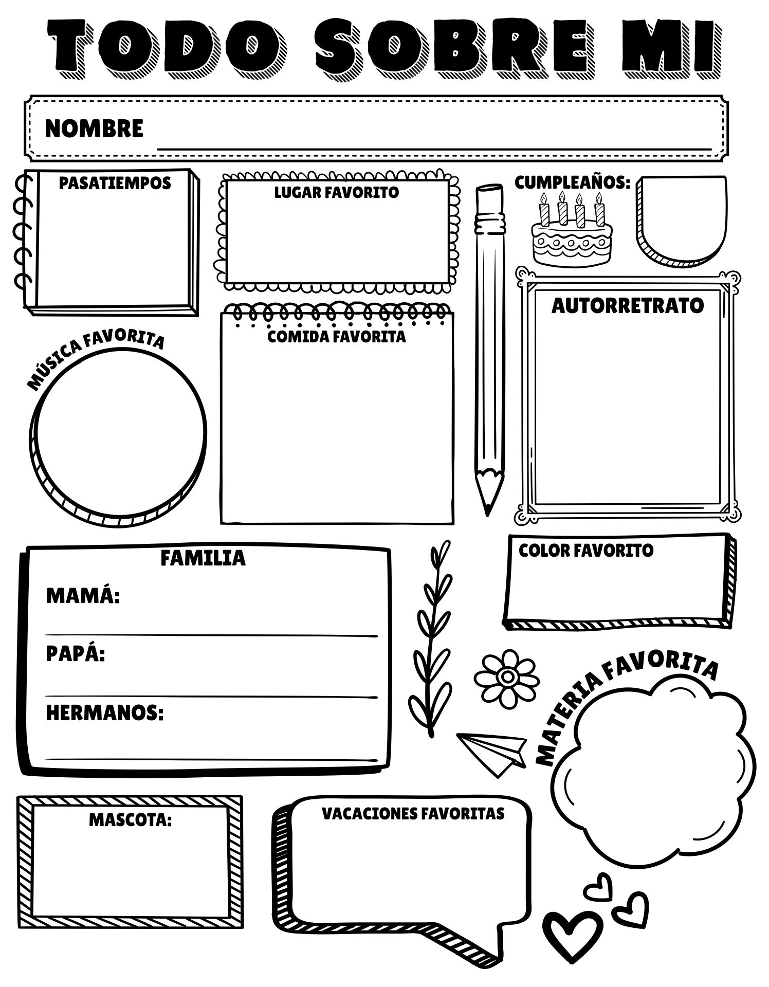 All About Me Worksheet Spanish 20 Free PDF Printables Printablee