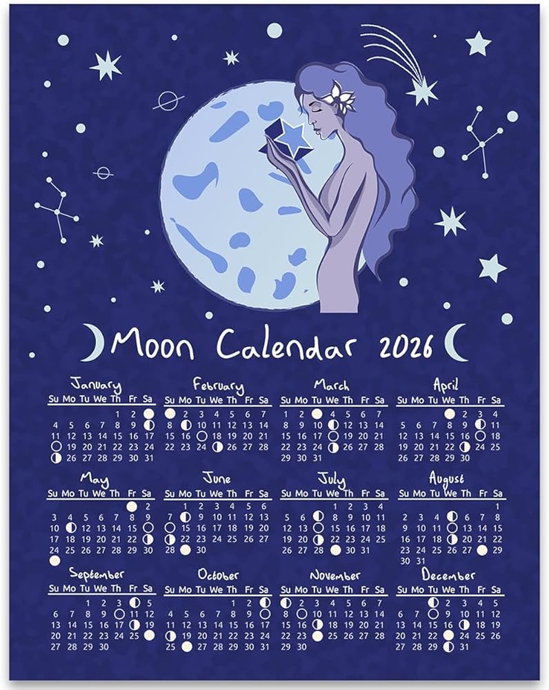 Amazon 2026 Calendar 11x14 Unframed Poster Moon Phases Lunar 