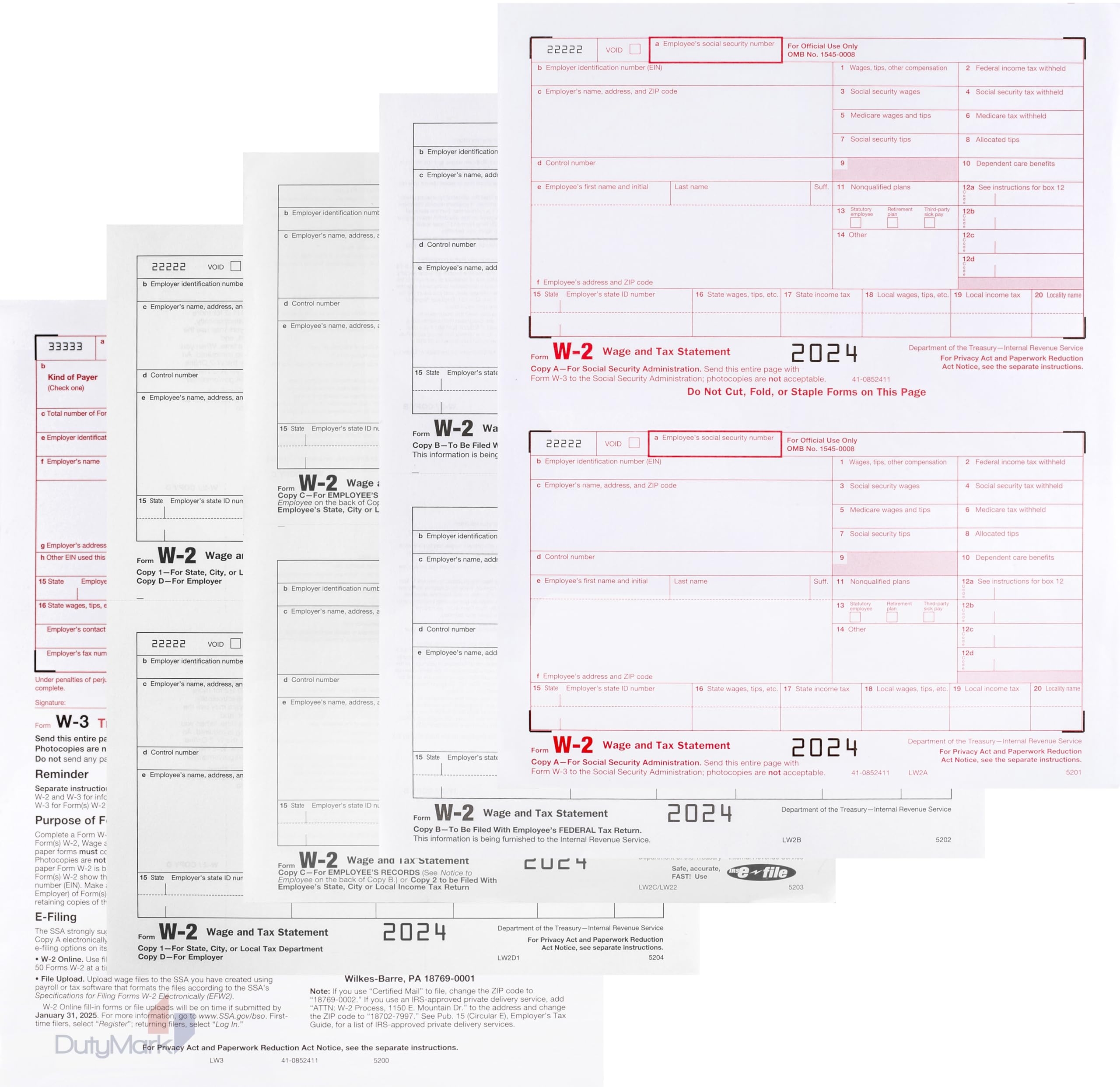 Amazon W2 Forms 2025 6 Part Kit Of Laser W2 Tax Forms For 