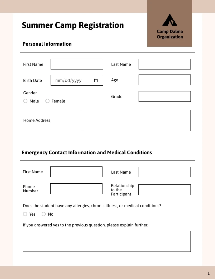 Template For Registration Form