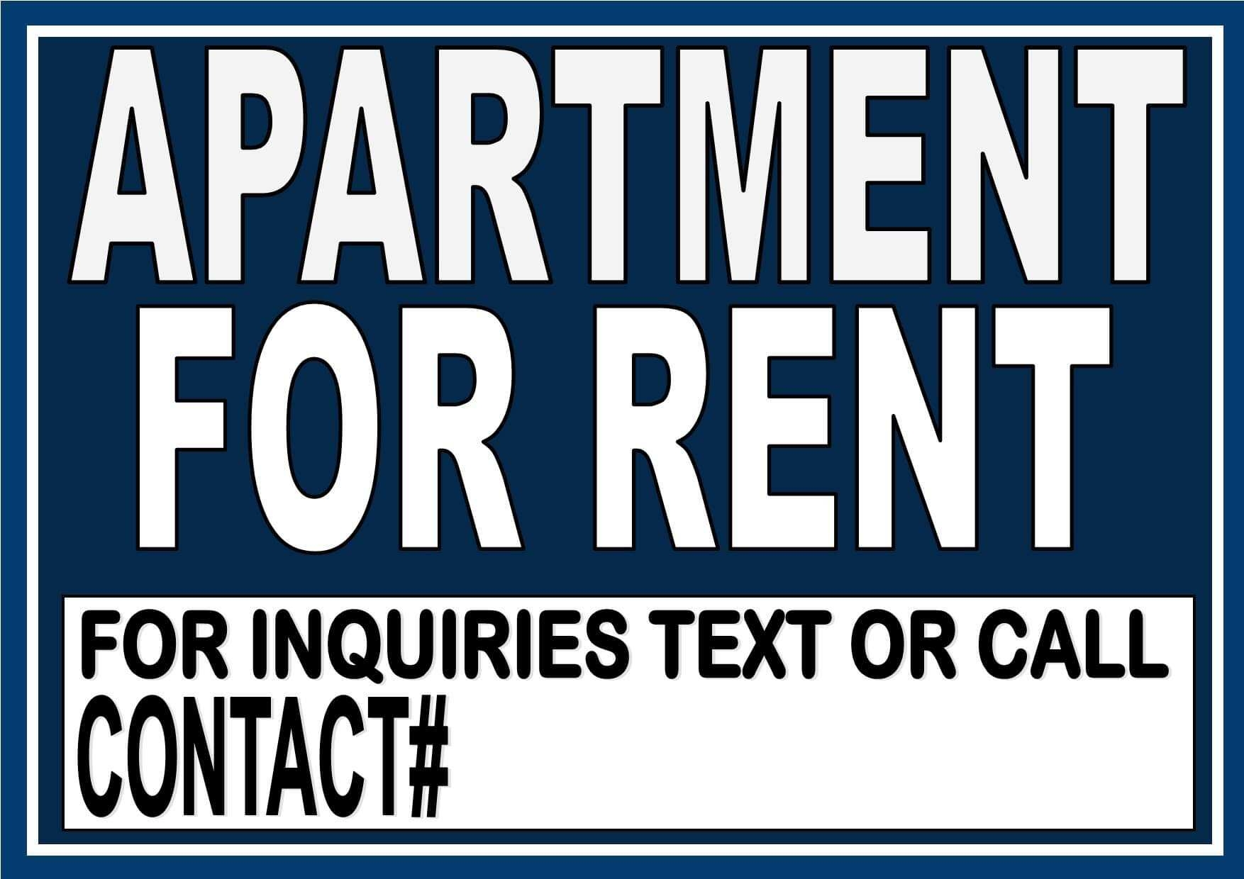 Apartment For Rent Signage Laminated Laminated Novelty Sign 