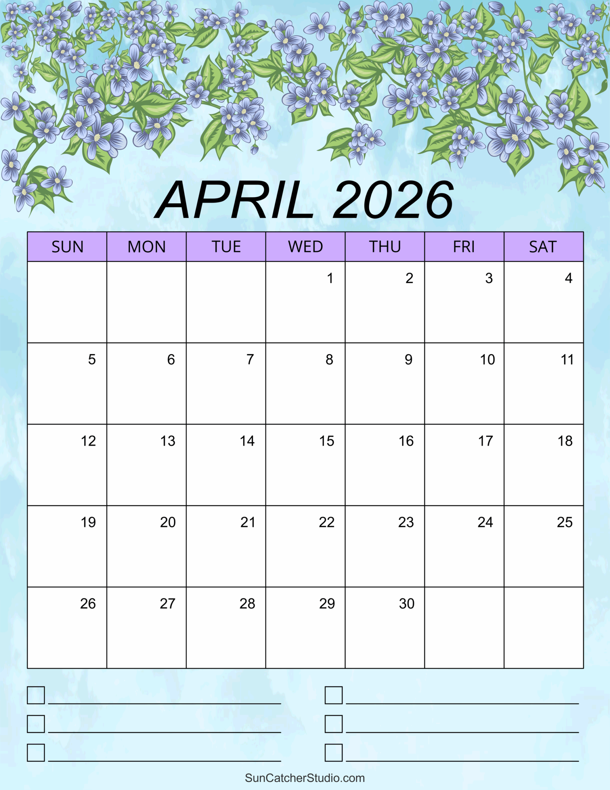 Printable Calendar April 2026 Free