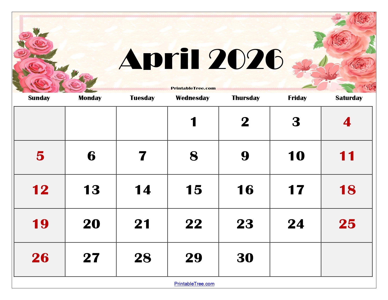 Calendar For April 2026 With Holidays