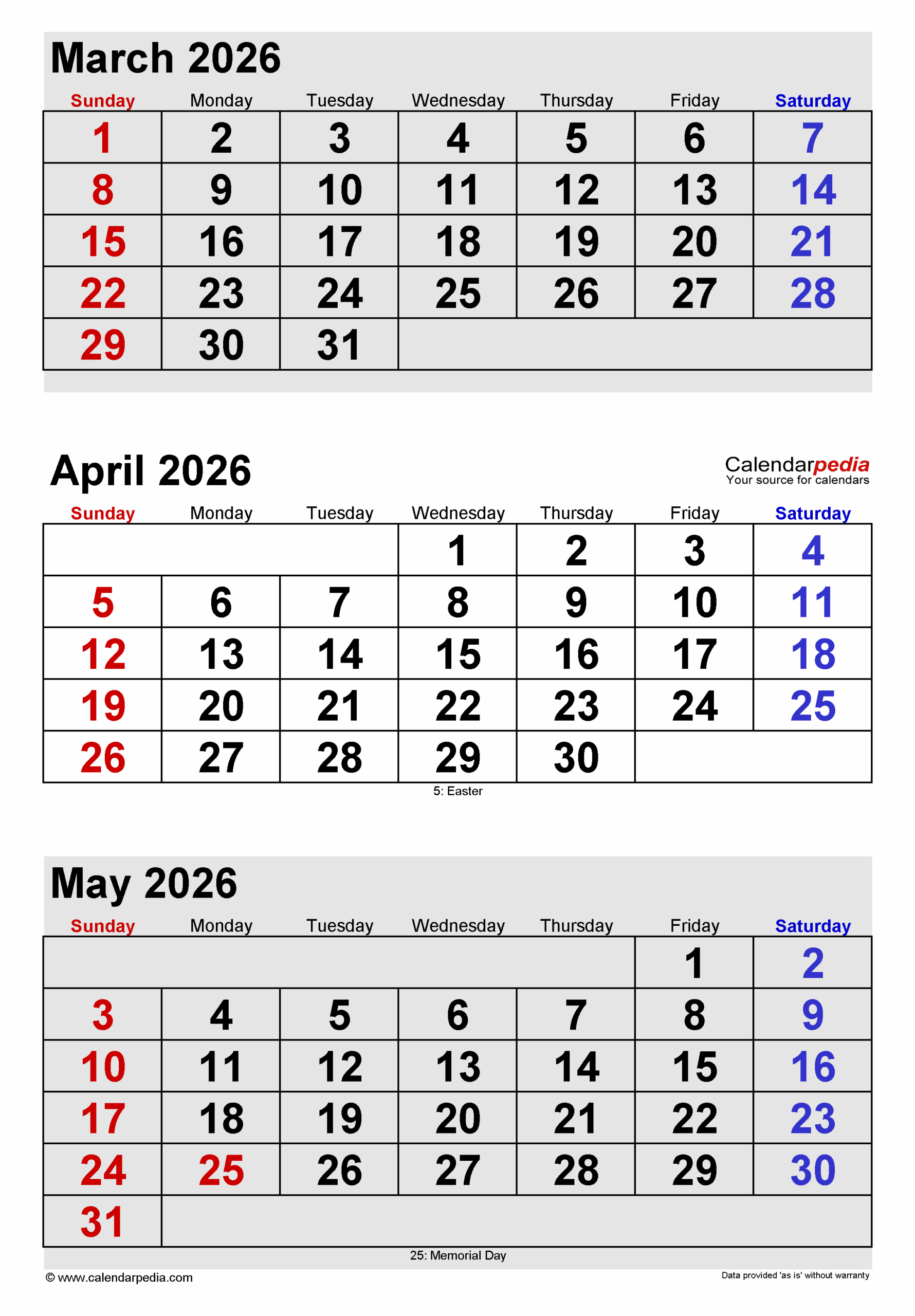 March And April 2026 Calendar Free Printable