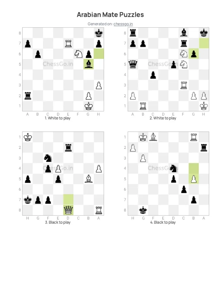 Arabian Mate Chess Puzzles Easier Difficulty ChessGo In 
