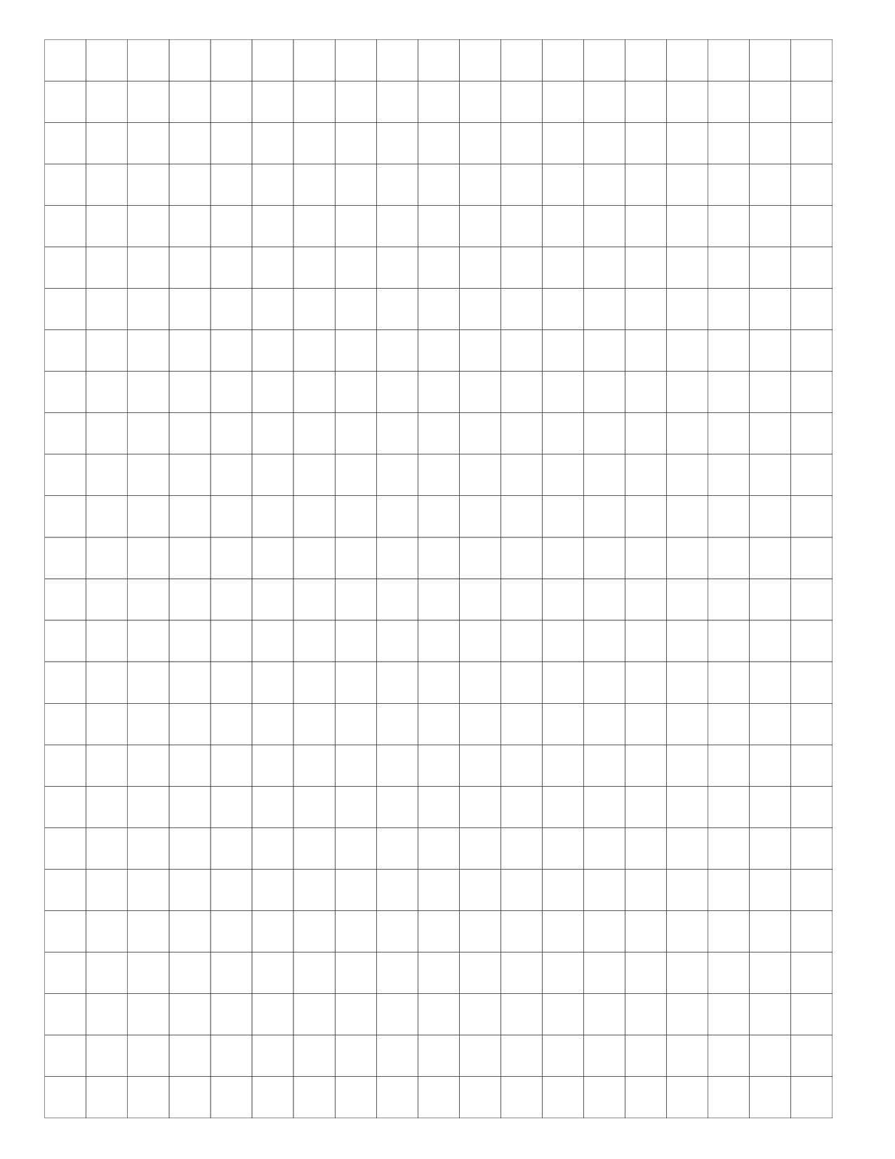 Asymmetric Graph Paper Full Page Grid 1cm 0 5cm 19x51 Boxes 