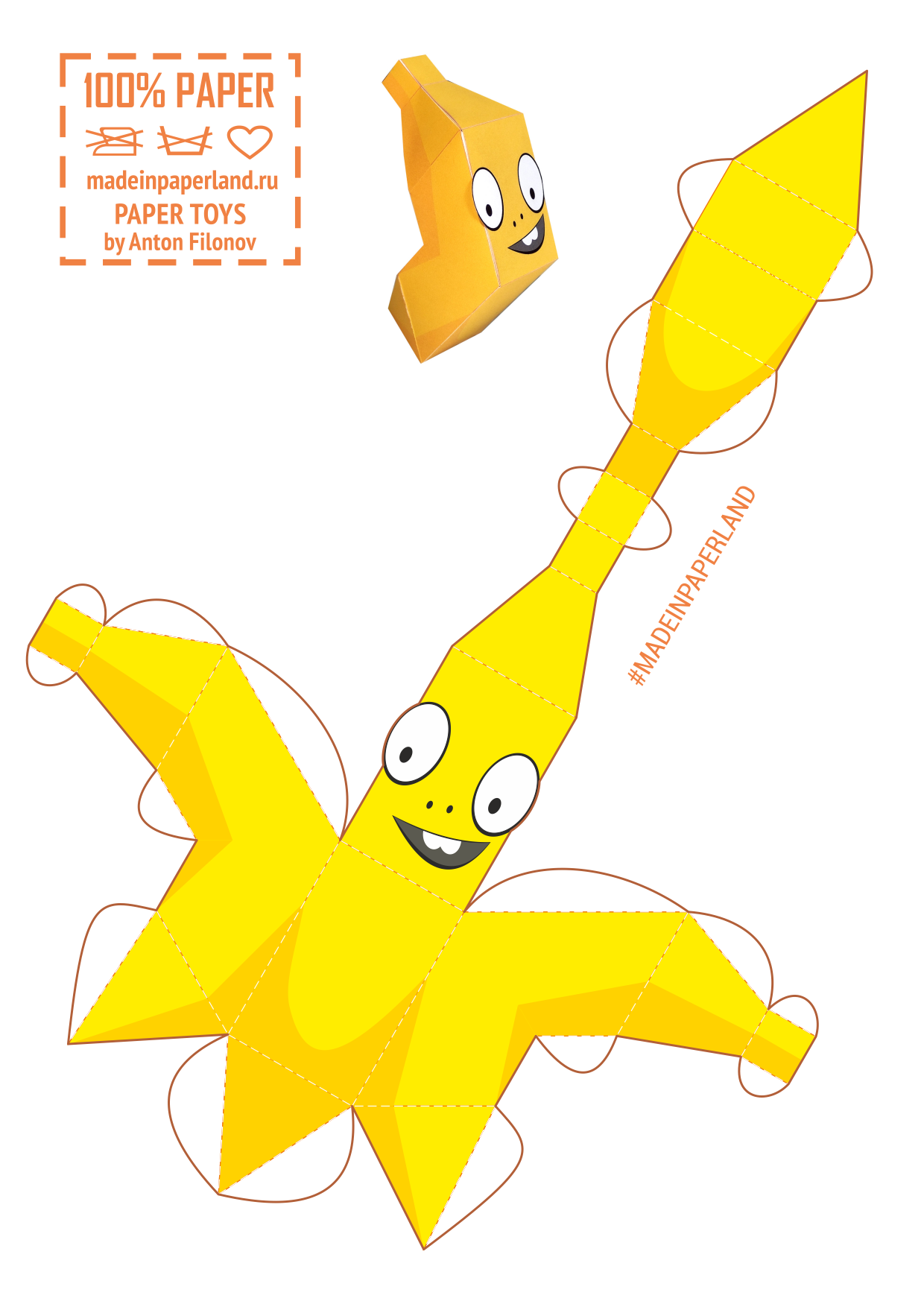 Banana Paper Model Free Printable Paper Models By Anton Filonov
