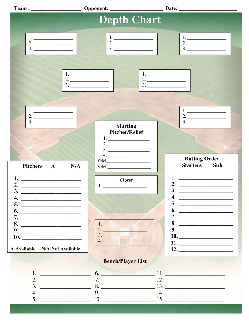 Baseball Field Lineup Template Fill Out Printable PDF Forms Online