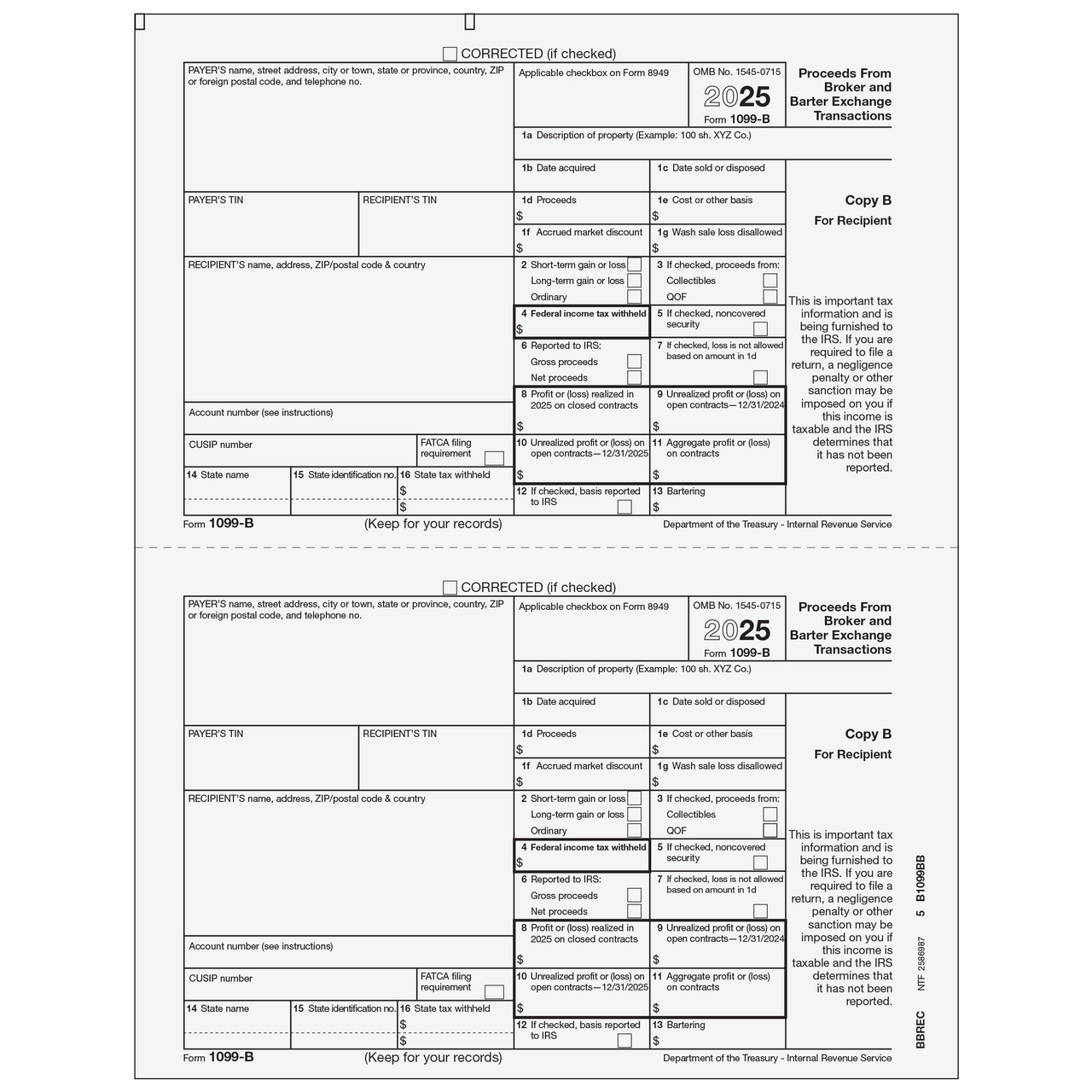BBREC05 Form 1099 B Proceeds From Broker And Barter Exchange 