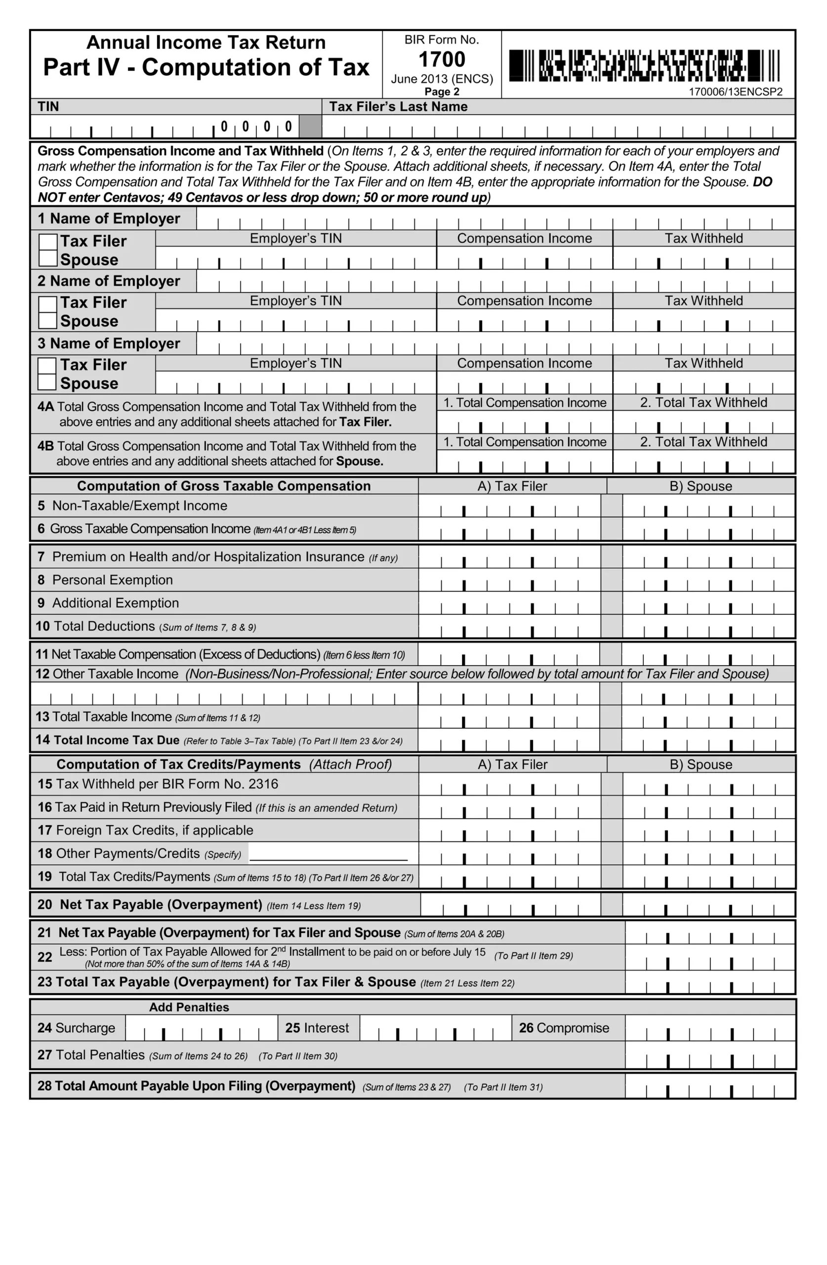 Bir Form 1700 PDF