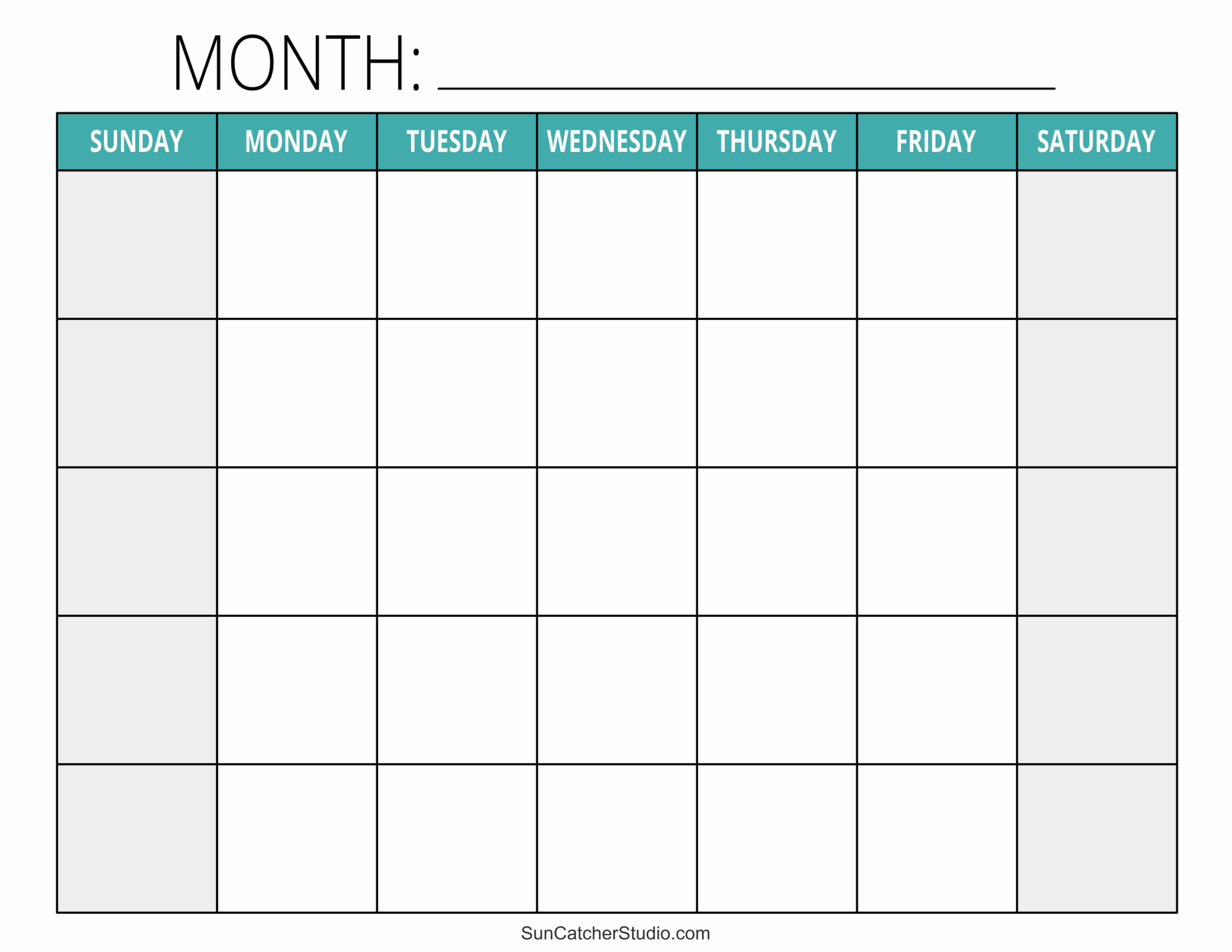Printable Monthly Blank Calendar Template