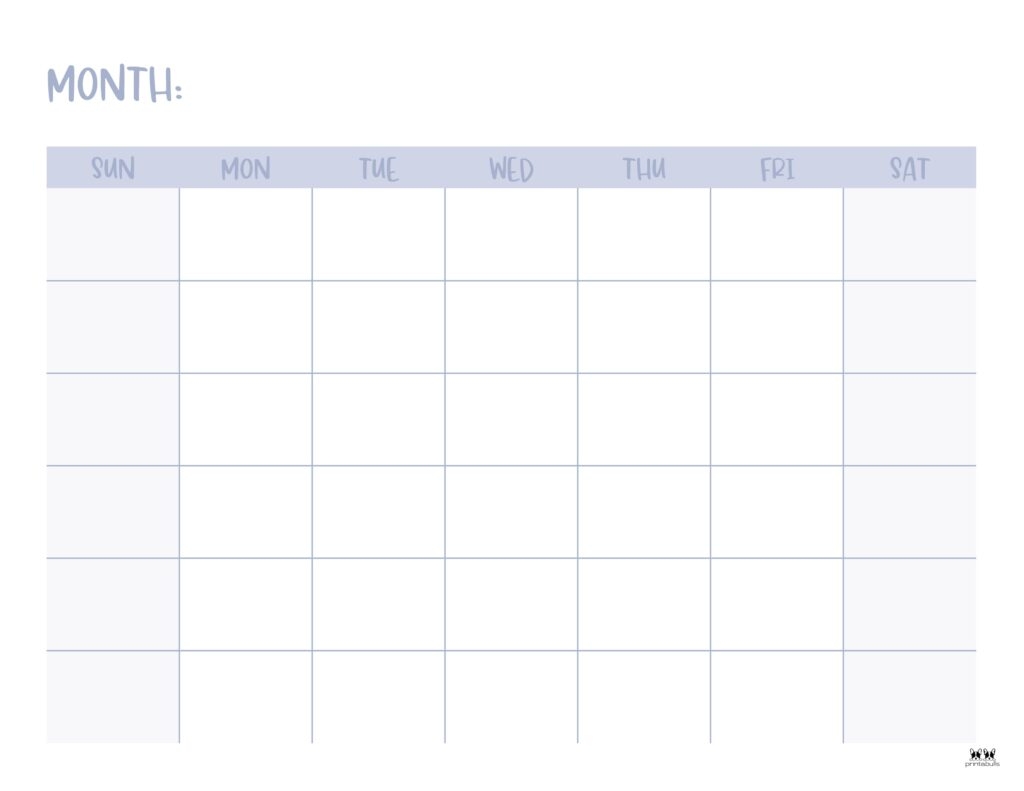 Free Blank Monthly Calendar Printable