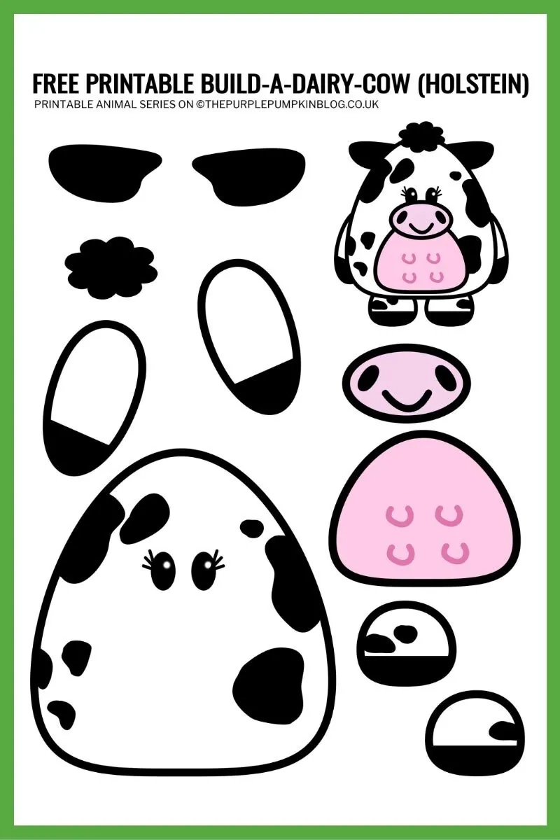 Build A Cow Holstein Dairy Cow amp Bull Free Printable Templates 