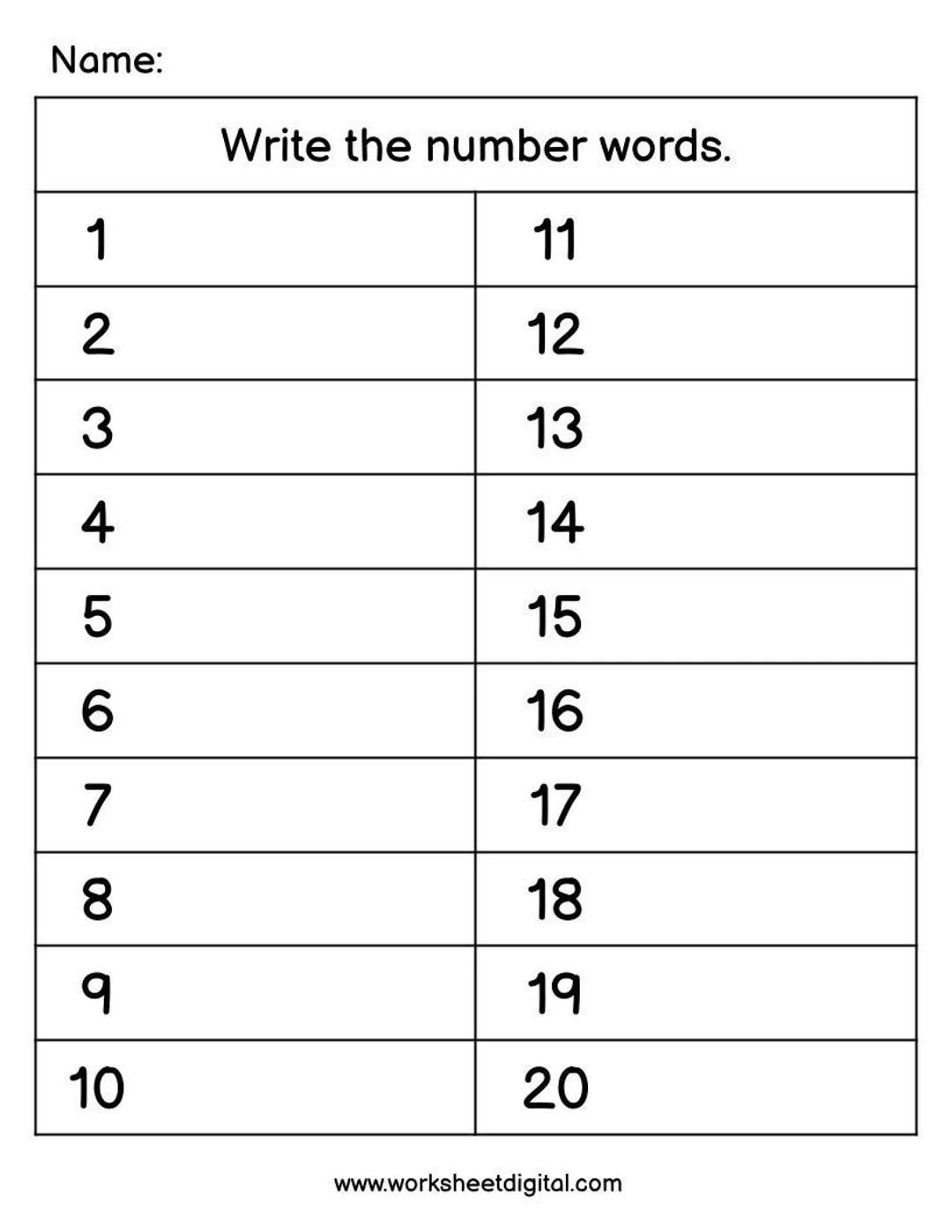 Writing Numbers 1 To 100 Printable Worksheet